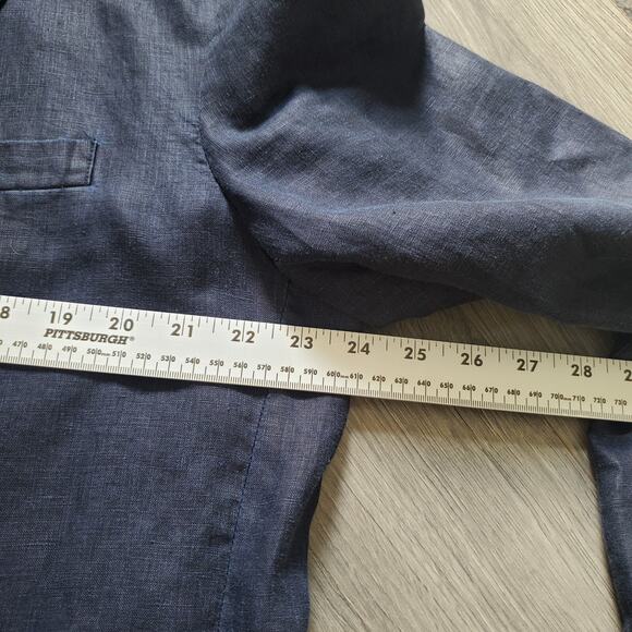 100% Linen Blazer Mens XL Navy Blue Two Button Material London Classic Preppy - Picture 3 of 11